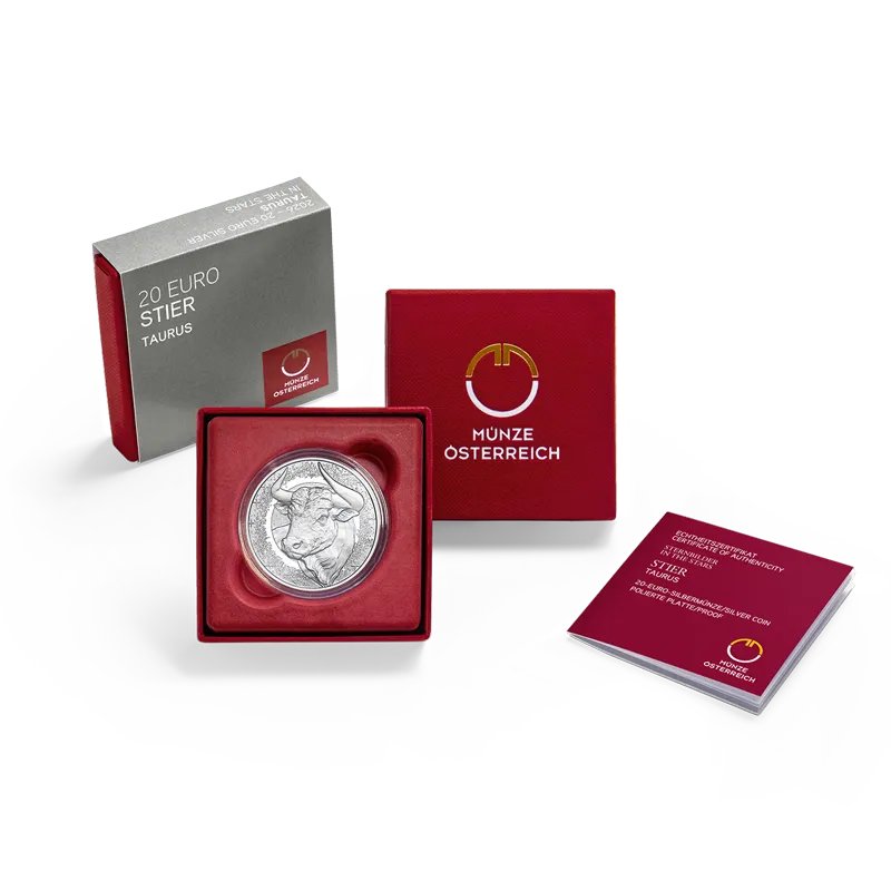 20 Euro Silbermünze Sternzeichen Stier Proof Österreich Ag 925