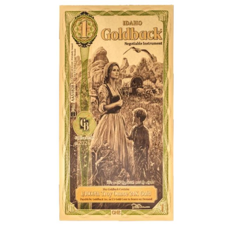 Idaho 1 Goldback Fides Goldbanknote