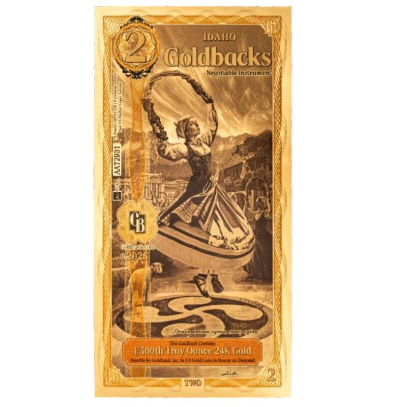 Idaho 2 Goldback Civitas Goldbanknote