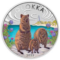 1 oz Silbermünze Australien 2025 – Quokka – coloriert – Perth Mint