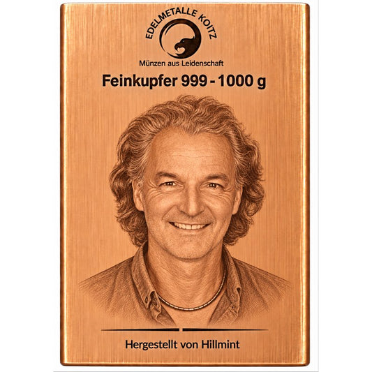 Personalisierter 1kg Kupferbarren mit Wunschfoto - 3 Stück