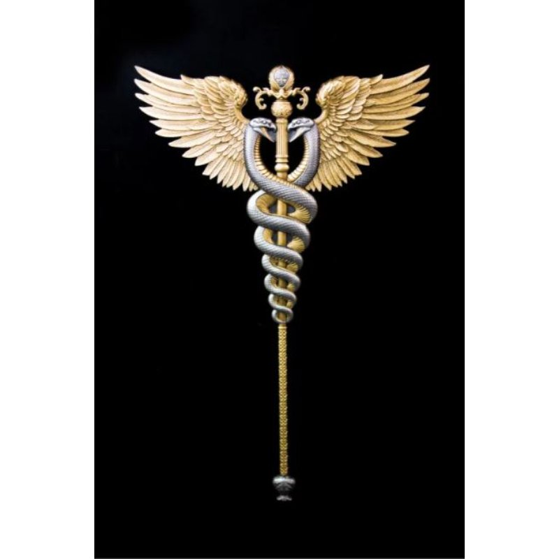 Südkorea - 2,5oz Caduceus Hermesstab 2025 gilded