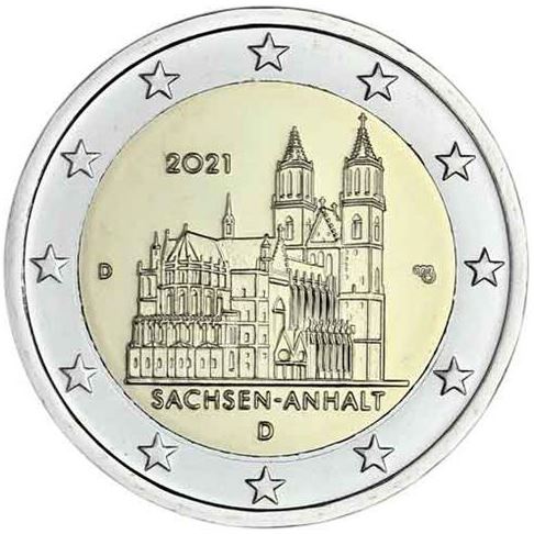 Deutschland 2 Euro 2021 Sachsen-Anhalt Magdeburger Dom