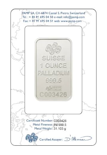 Palladium - Pamp Suisse 1oz Barren - Edelmetalle Koitz GnbR