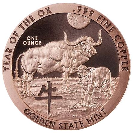 1oz Kupfer #54 USA Lunar Ochse