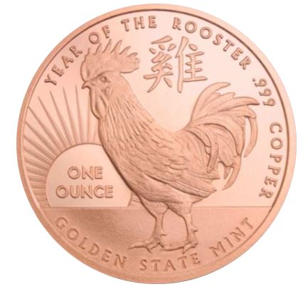 1oz Kupfer #62 USA Lunar Hahn - Edelmetalle Koitz GnbR