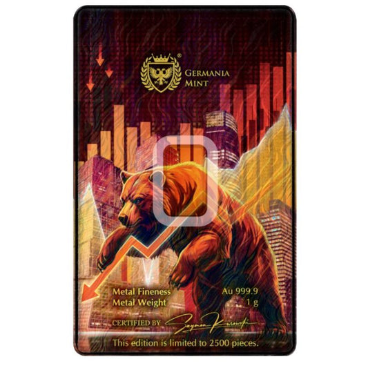 Germania Mint Bull Bear 1 g Goldbarren Safepack