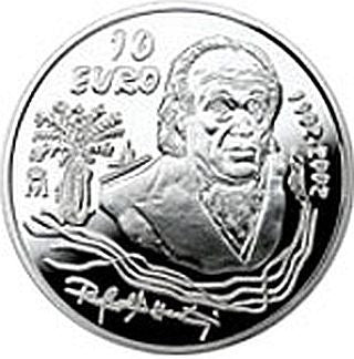 Spanische 10-Euro-Silbermünze 2002 zu Ehren von Rafael Alberti in PP