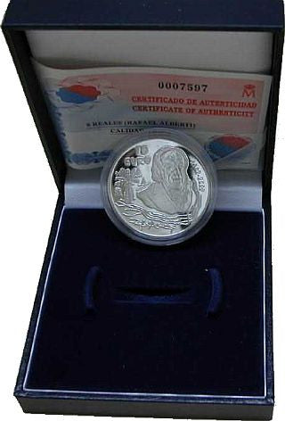 Spanische 10-Euro-Silbermünze 2002 zu Ehren von Rafael Alberti in PP