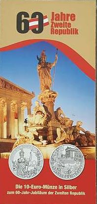 Österreich - Folder 2005 60 J. zweite Republik 10€ - Edelmetalle Koitz GnbR