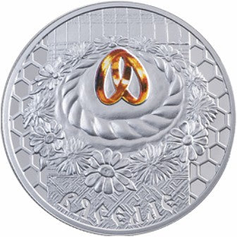 Belarus 2006 – Silbermünze „Hochzeit“ aus der Serie Slawische Traditionen, farbig, 20 Rubel