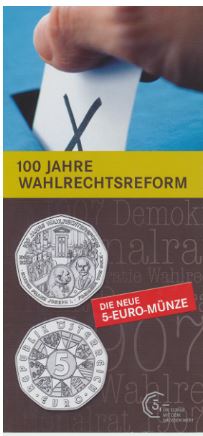 Österreich - Folder 2007 100 J. Wahlrechtsreform 5€ - Edelmetalle Koitz GnbR