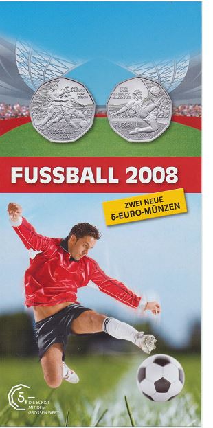 Österreich - Folder 2008 Fussball 5€ - Edelmetalle Koitz GnbR