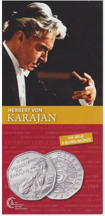 Österreich - Folder 2008 Herbert von Karajan 5€ - Edelmetalle Koitz GnbR