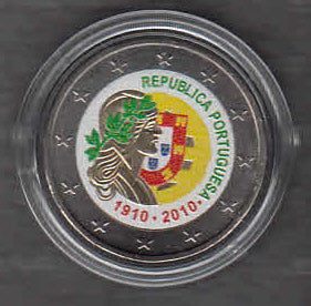 Portugal 2€ 2010 - Republik koloriert - Edelmetalle Koitz GnbR