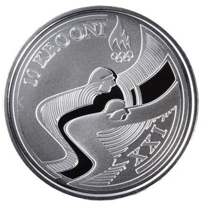 Silbermünze 10 Krooni 2010 Estland Olympia Vancouver, 28,28 g Feinsilber, Original-Etui