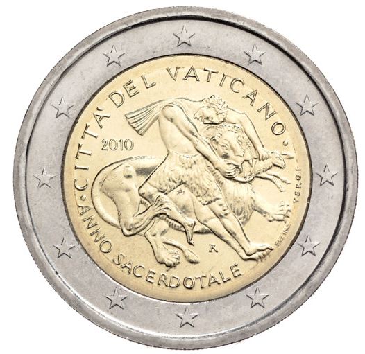 Vatikan 2€ 2010 - Priesterjahr im Originalfolder - Edelmetalle Koitz GnbR