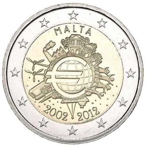 Malta 2€ 2012 - 10 Jahre Euro