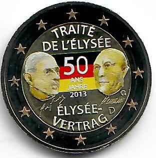 Deutschland 2€ 2013 - Elysèe Vertrag koloriert A
