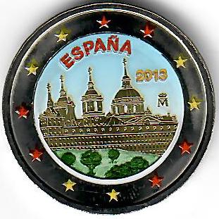 Spanien 2€ 2013 - El Escorial koloriert - Edelmetalle Koitz GnbR