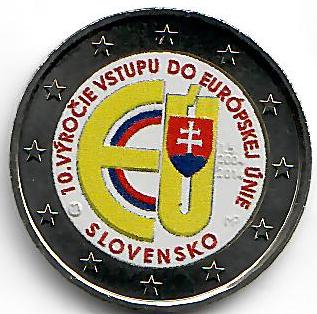 Slowakei 2 € 2014 - EU Beitritt koloriert B - Edelmetalle Koitz GnbR
