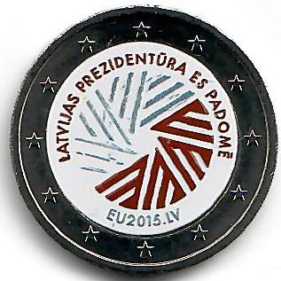 Lettland 2€ 2015 - EU Vorsitz Color