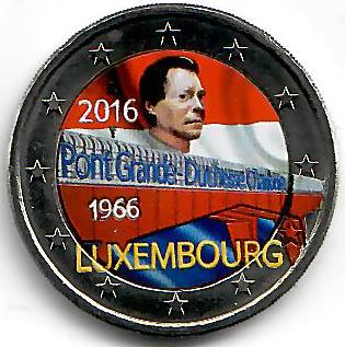 Luxemburg 2€ 2016 - Charlotte Brücke koloriert
