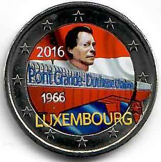 Luxemburg 2€ 2016 - Charlotte Brücke koloriert