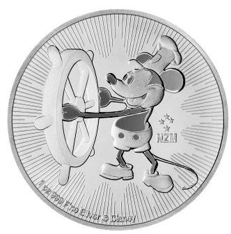 1 oz Silbermünze Niue 2017 – Mickey Mouse als Steamboat Willie – Disney-Serie