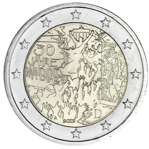 Deutschland 2€ 2019 - 30 Jahre Mauerfall G - Edelmetalle Koitz GnbR