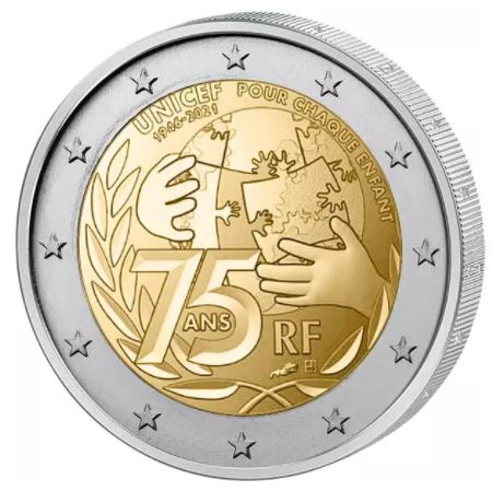 Frankreich 2€ 2021 -75 Jahre UNICEF - Edelmetalle Koitz GnbR