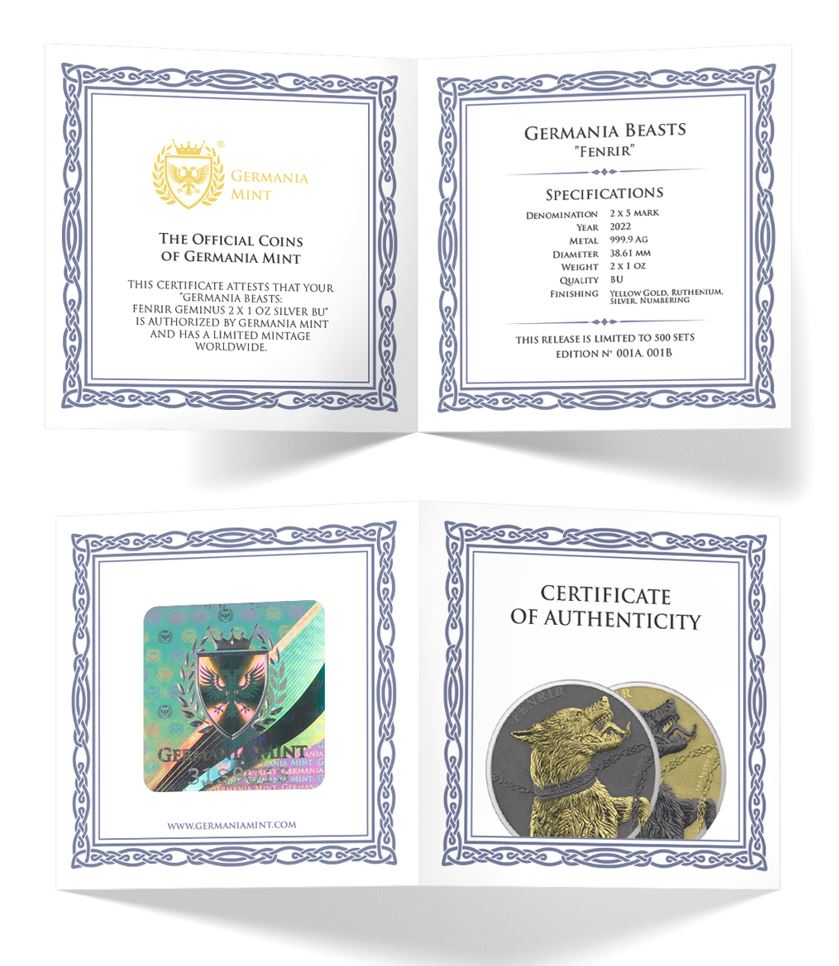 Germanische Bestien - 2x1 oz Fenrir Geminus 2022 - Edelmetalle Koitz GnbR