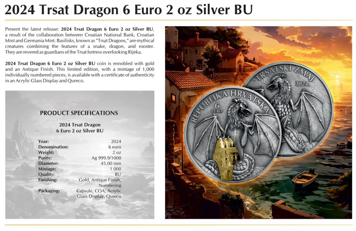 Kroatien - 2oz Trsat Drache 2024 - Edelmetalle Koitz GnbR