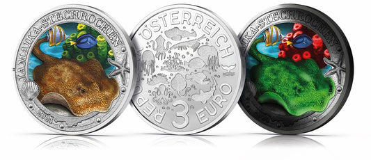 3€ Ozeantaler - #9 Jamaika Stechrochen 2024 - Edelmetalle Koitz GnbR