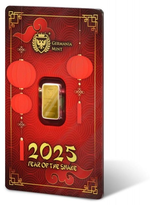 Goldbarren 1 Gramm Germania Lunar Schlange 2025 - Edelmetalle Koitz GnbR