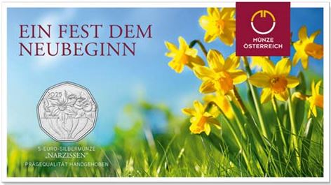 5 Euro Silber 2025 - Narzissen hgh Blister - Edelmetalle Koitz GnbR