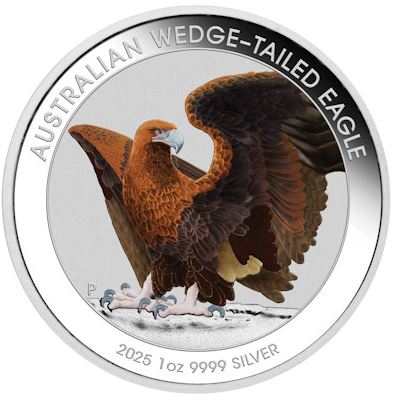 Australien 2025 – Wedge-Tailed Eagle 1 oz Silber coloriert im Blister