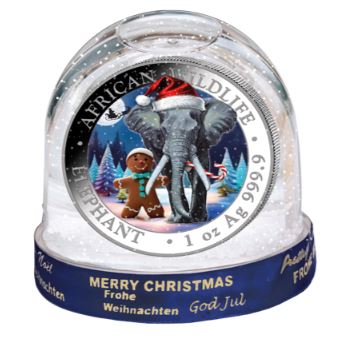 Somalia - Elefant 2025 Schneekugel - Edelmetalle Koitz GnbR