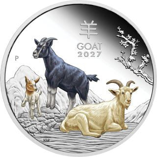 Australien Lunar III Jahr der Ziege 2027 1 oz Silber farbig Proof
