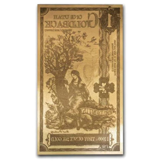Utah 1 Goldback Goldnote 1/1000 oz