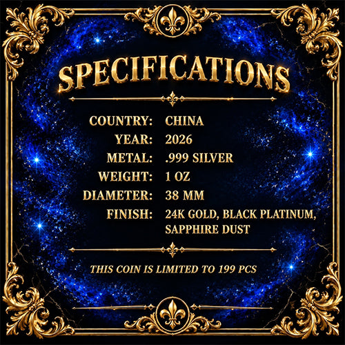 Imperial Blue Dragon Chinese Dragon 2026 1 oz Silbermünze China