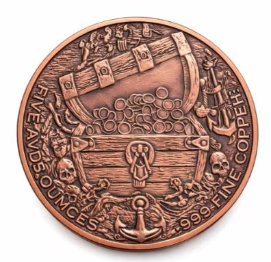 5 oz Kupfermedaille Captain Blackheart Piratenmotiv