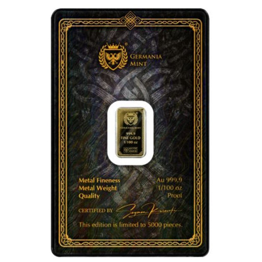 Gods of Germania – Thor Goldbarren 1/100oz
