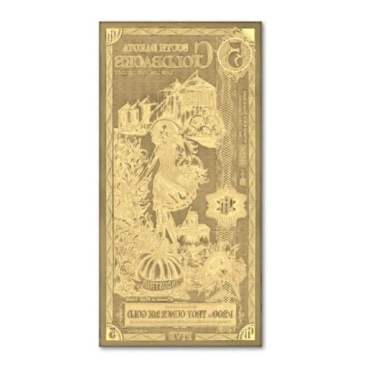 South Dakota 5 Goldbacks Goldnote 1/200 oz