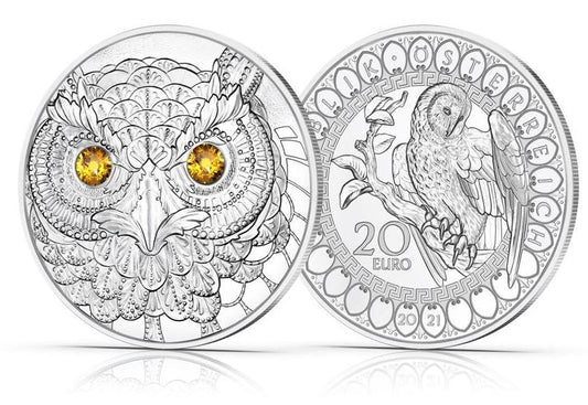Österreich 20 Euro Eule 2021 Silbermünze PP
