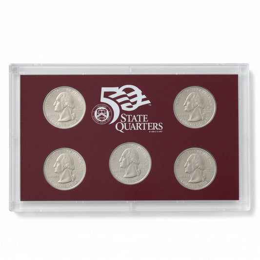 USA 50 State Quarters Silver Proof Set 2008 5 Münzen Silber PP