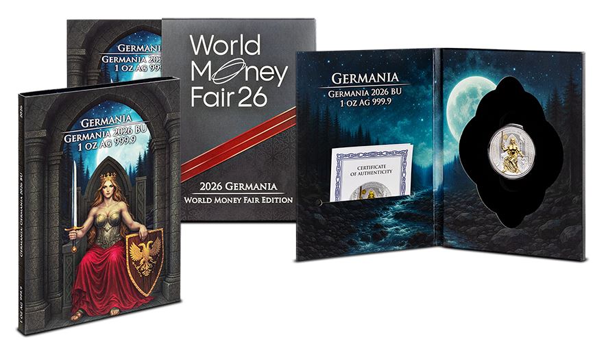 Germania 1 oz Silber 2026 WMF Edition mit Gelbgold und Bären-Privy-Mark