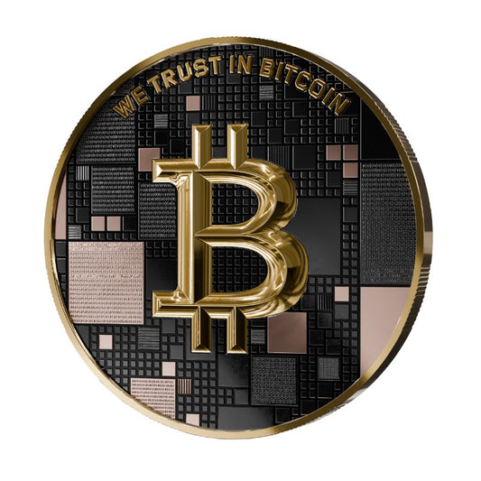 Satoshi Silver - #6 Shark Bitcoin Schwarzes Platin + Rotgold + Gold im Holz Etui