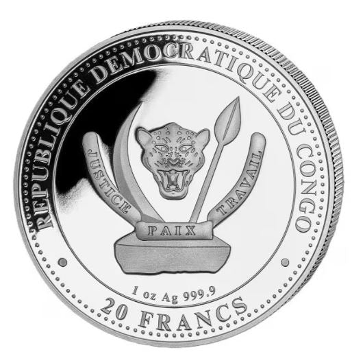 Velociraptor 2026 Silbermünze 1 oz BU Prehistoric Life II Kongo