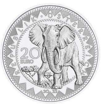 20 Euro Silbermünze Afrika Ruhe des Elefanten PP mit Swarovski Kristallen